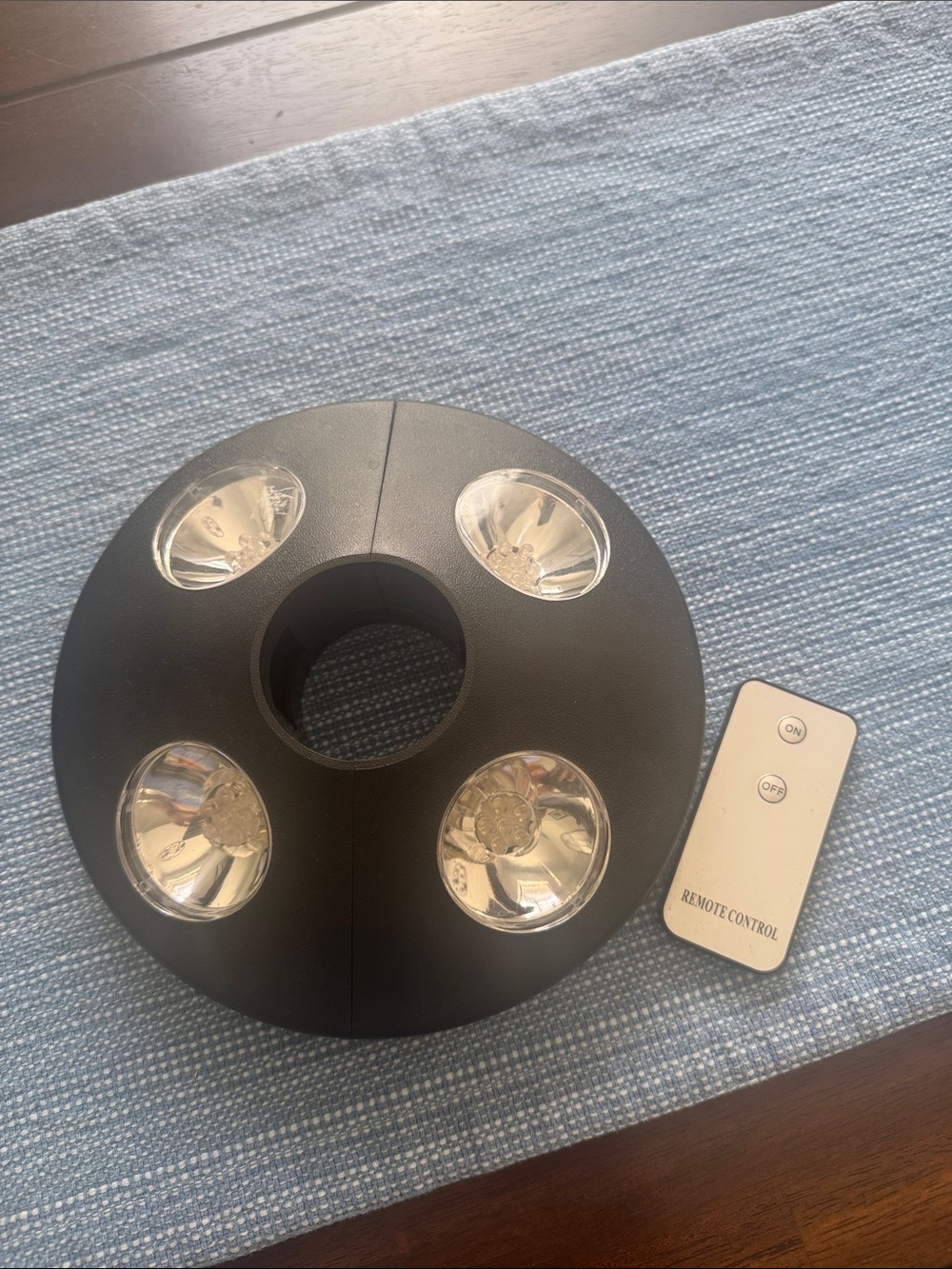 Black Umbrella LED Light Fixture with Remote